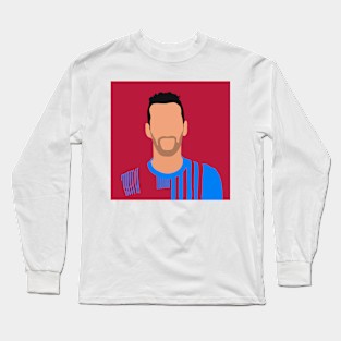 Sergio Busquets Minimalistic Face Art Long Sleeve T-Shirt